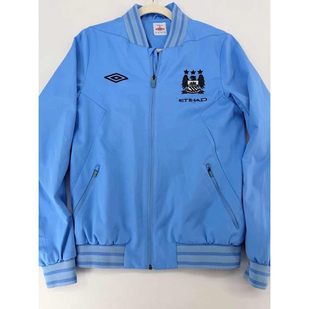 Umbro Man City Track Jacket Blue Zip Soccer Y2K Streetwear S